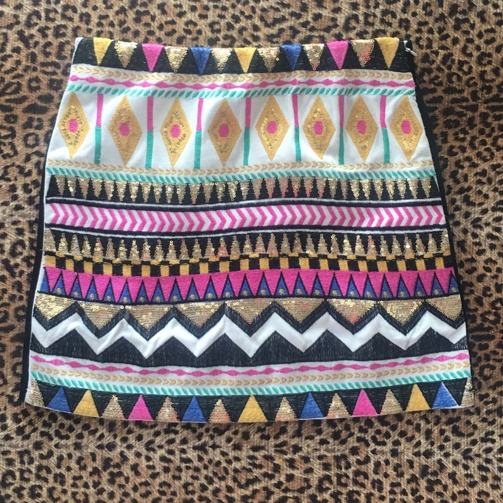 Lulumari Aztec Sequin Skirt